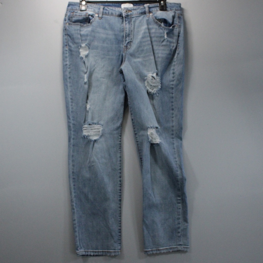 Sofia Jeans by Sofia Vergara Bagi Boyfriend Distressed Light Wash Jeans Size 14